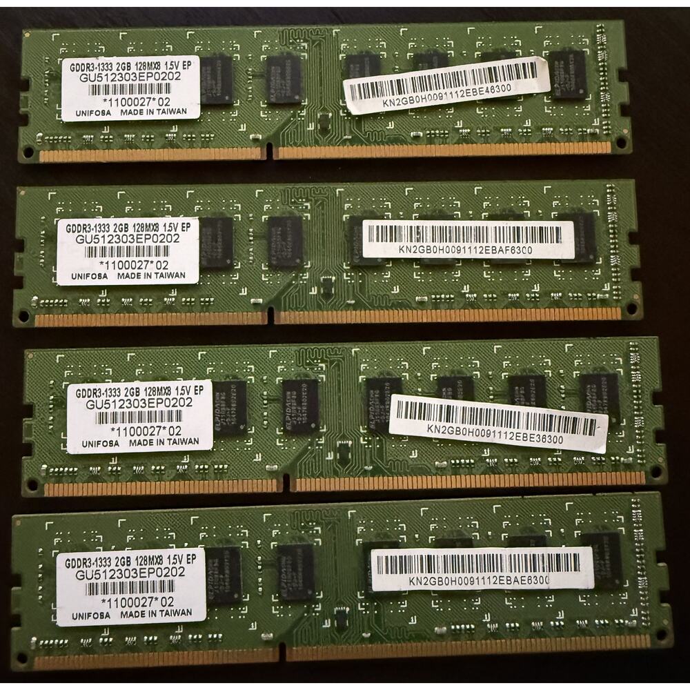 4x Unifosa GU512303EP0202 2GB DDR3-1333 PC3-10600 DIMM RAM Kit 8GB Total 🚀